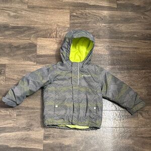Columbia Gray Jacket with Neon Green Lining sz 3t